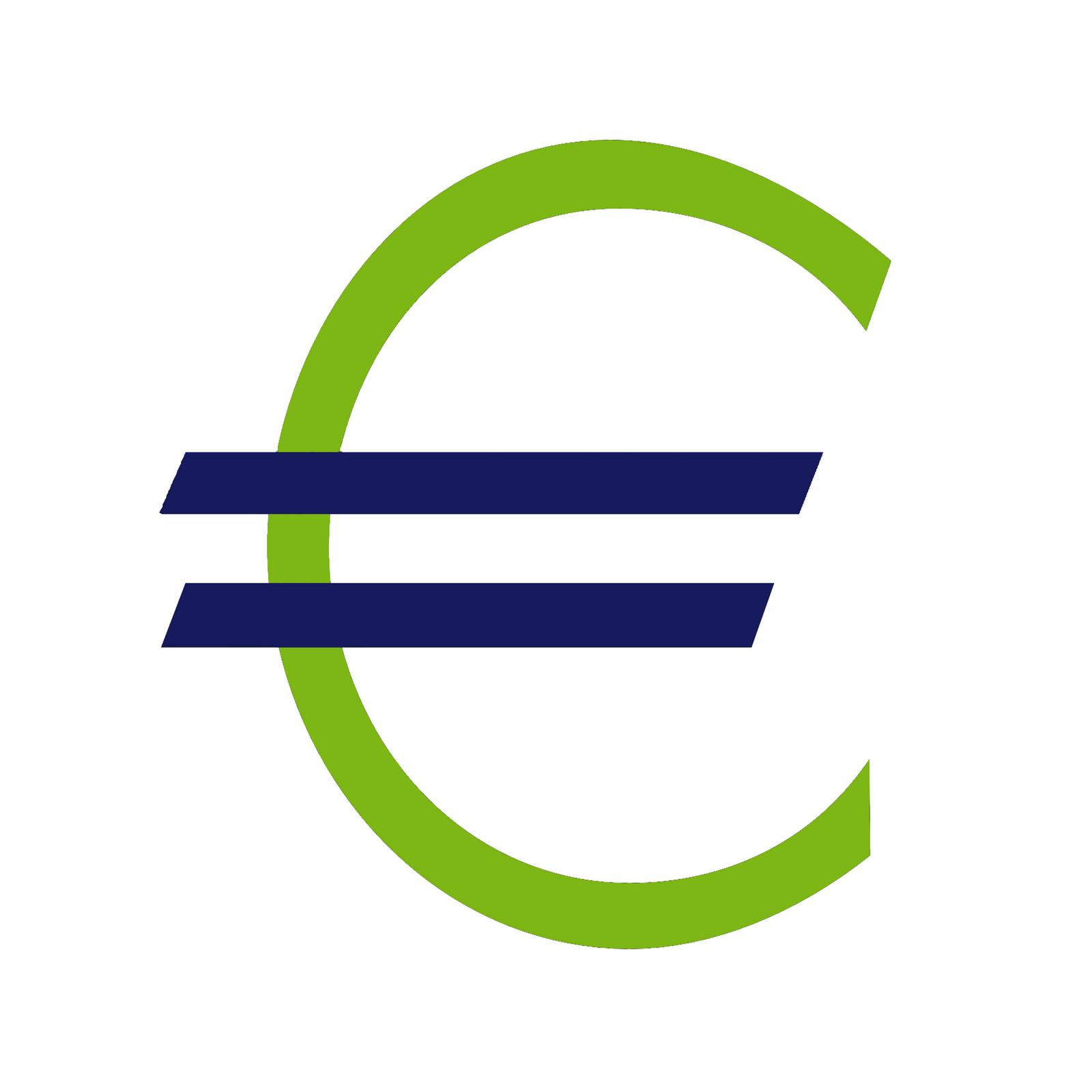 Grafik Darstellung eines Euro-Zeichens in den Farben grün und blau